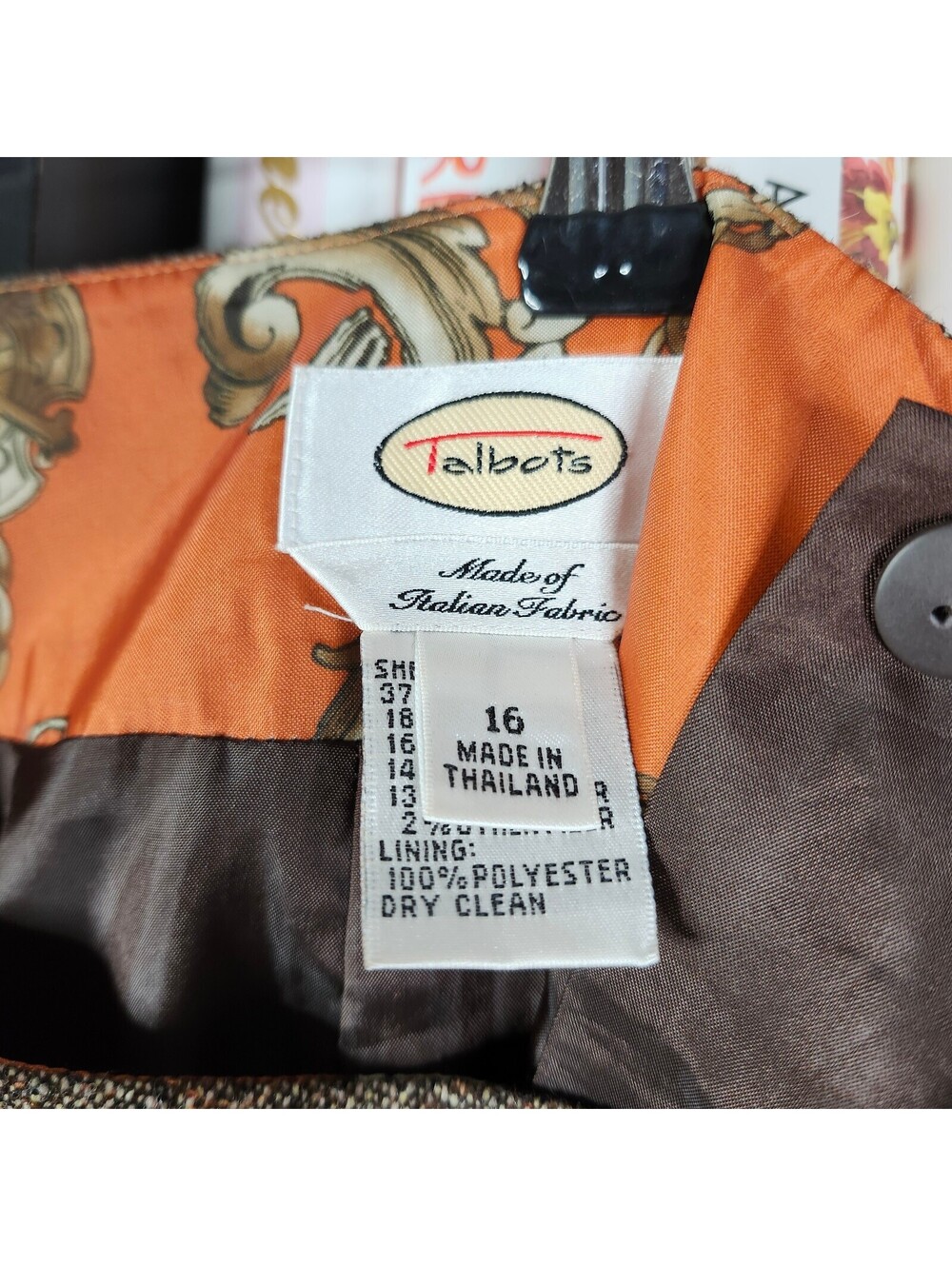 Talbots Petites 16 Brown Tweed Wool Silk Blazer Skirt Suit Italian Fabric - Picture 6 of 9